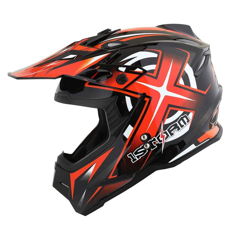 1Storm Adult Motocross Helmet BMX MX ATV Dirt Bike Four Wheeler Quad Motorcycle Full Face Helmet Racing Style: HF801 Sonic Orange - Image 2